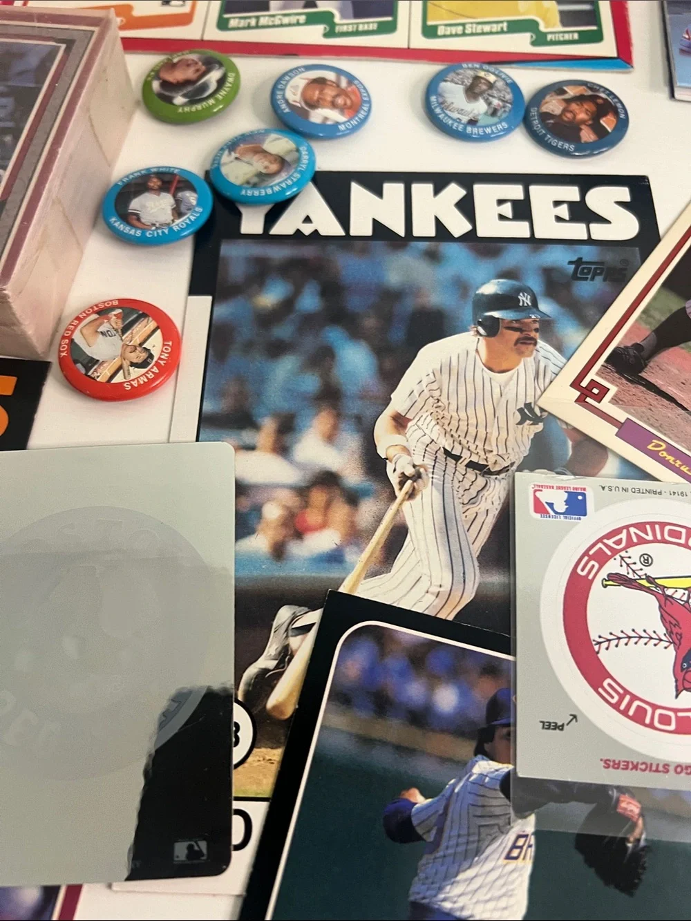Vintage Baseball Card & Pin Lot — Multi-Color Collectible Set